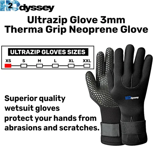 Vista 4 de H2ODYSSEY Ultrazip Therma Grip Glove - Five Finger Water Glove for Men and Women - Velcro Straps- Anti Skid Palm Grips