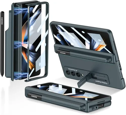 Vista 11 de Funda protectora de pantalla para Samsung Galaxy Z Fold 3 de 0.18 oz, protección completa de 360 grados, con protector de pantalla de vidrio Negro