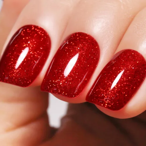 Vista 11 de Esmalte de Uñas en Gel con Purpurina, Esmalte de Uñas en Gel con Purpurina Rojo Sangre Brillante con Destellos, Esmalte de Uñas en Gel con Purpurina