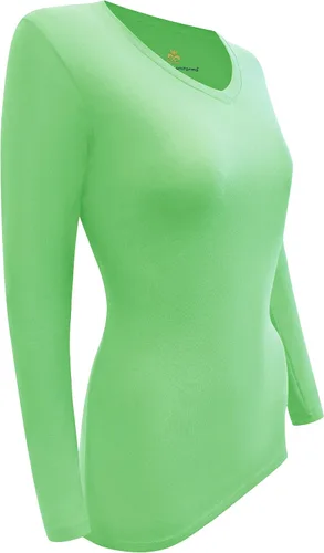 Vista 5 de Natural Uniforms Camiseta de manga larga con cuello en V para mujer