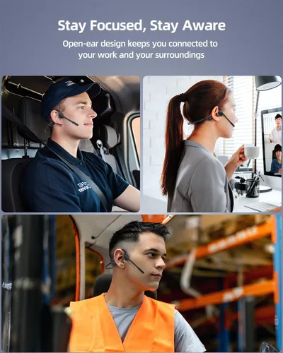 Vista 8 de Bone Conduction Headphones with Mute Mic, Trucker Headset for Work Call