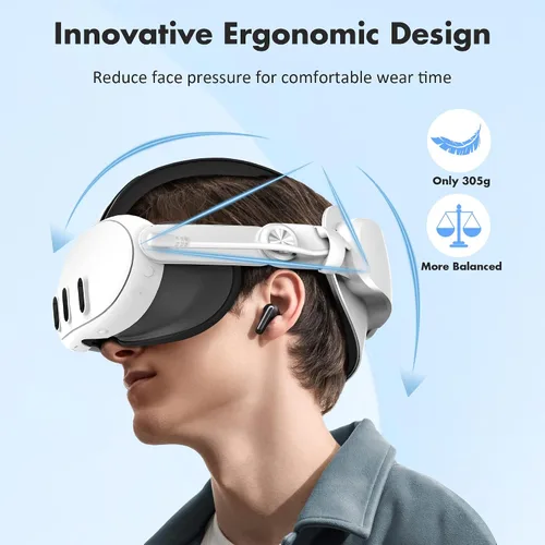 Vista 6 de Kuject Design Battery Head Strap for Quest 3, 6000mAh Comfort Elite Strap for Extend Playtime and Reduce Facial Stress, VR Accessories with