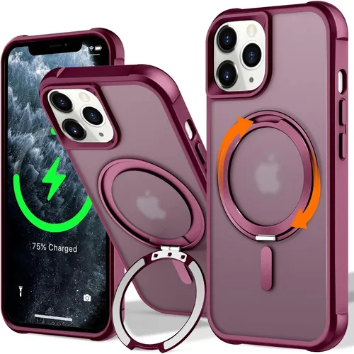 Vista 129 de UMIONE - Funda con diseño de anillo magnético giratorio de 360° para iPhone 11, soporte de bucle invisible integrado, compatible con Magsafe, funda