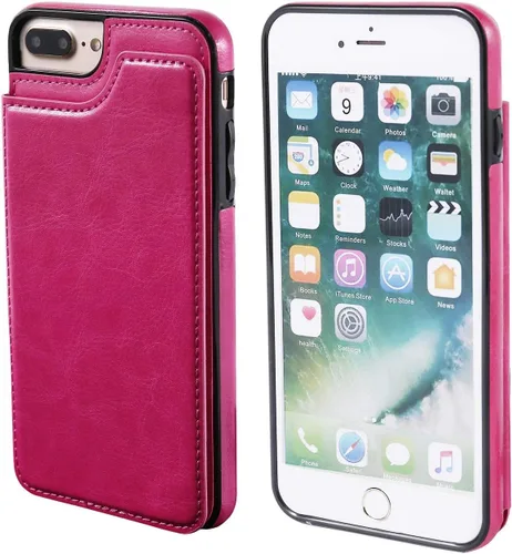 Vista 12 de Funda de piel tipo cartera para iPhone con (dos cierres magnéticos), (ranuras para tarjetas) función atril