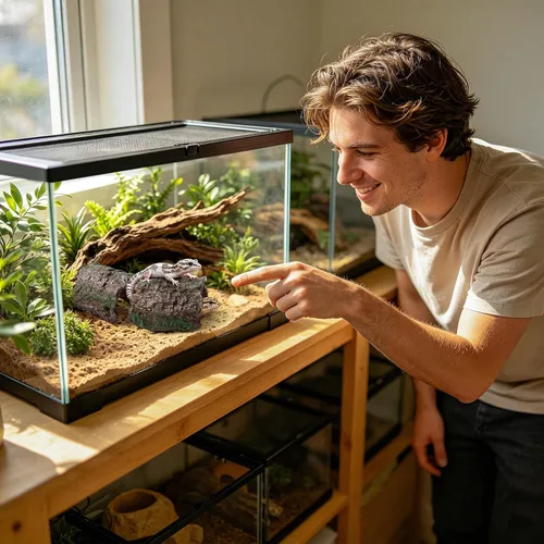 Vista 3 de Mygeromon Reptile Hides Leopard Gecko Hideout Resina Cuevas Tanque