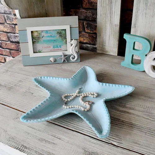 Vista 4 de Bandeja decorativa de estrella de mar de resina para mesa de centro de mesa de centro de mesa de centro