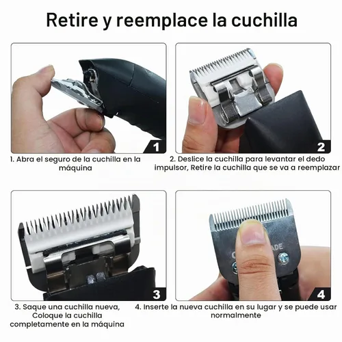 Vista 2 de Juego de 5 cuchillas de cerámica de repuesto desmontables profesionales, compatibles con Andis AGC, BDC, BGC, MBG, oster Classic