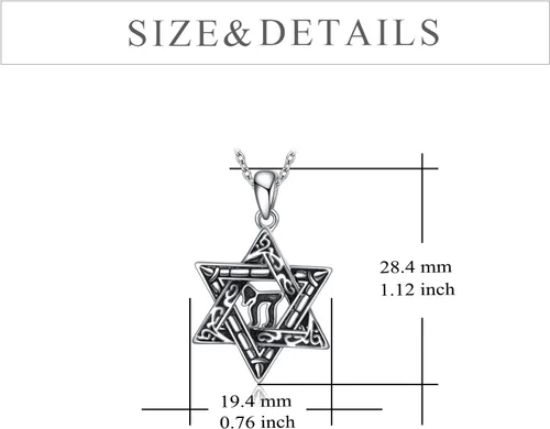 Vista 72 de YFN Collar de estrella de David de plata de ley, concha de abulón, árbol de la vida, joyería judía, regalos para mujeres y hombres