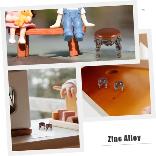 Vista 8 de 4 piezas de mini taburetes de casa de muñecas, muebles de casa de muñecas en miniatura accesorios a escala 1/12, taburete redondo retro para casa