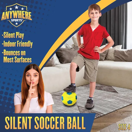 Vista 4 de Anywhere Ball, pelota de fútbol silenciosa, tamaño 8 pulgadas, espuma sin aire para entrenamiento en interiores, patadas y rebote realista, práctica