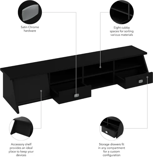 Vista 7 de Bush Furniture Broadview - Organizador de escritorio en negro clásico Almacenamiento para el espacio de trabajo de oficina en casa