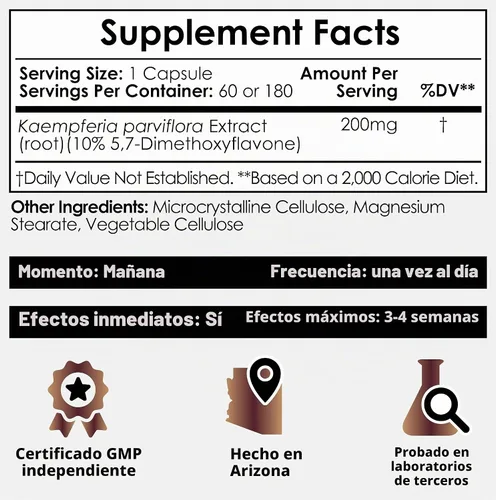 Vista 2 de Nootropics Depot Cápsulas de extracto de jengibre negro 10% 5,7-dimetoxiflavona 60