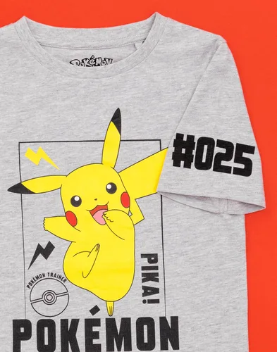 Vista 5 de Pokemon Camiseta de manga corta para niños Pikachu Character Game Grey