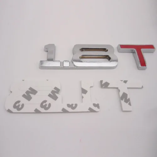 Vista 4 de Manso Cromo Rojo 1.8T Trasero Trasero Emblema Emblema Etiqueta Adhesivo Logo Adhesivo para Audi VW Golf
