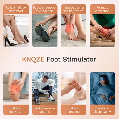 Vista 8 de KNQZE Masajeador de pies para aliviar el dolor de neuropatía - TENS + EMS, tecnología de doble pulso, 10 modos, 20 intensidades, control remoto