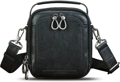 Vista 2 de IVTG Bolso de mensajero de cuero genuino para hombre, bolso bandolera pequeño, bolso cruzado para el trabajo, negocios