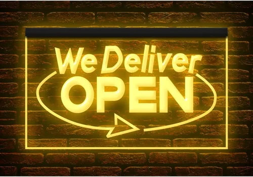 Vista 22 de 110020 We Deliver Open Services Cafe Fast food Shop Restaurant Display LED Light Neon Sign (12" X 8", 16 Colors By Remote)