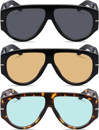 Vista 2 de Gafas de sol aviador retro de gran tamaño para mujeres y hombres, tendencia de los años 70, gruesas, clásicas, estilo vintage, gafas de sol