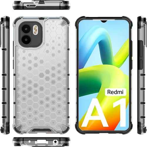Vista 326 de Pzwoxukhov Funda compatible con Redmi A1, compatible con Redmi A2 Honeycomb Anti-caída Absorción de Golpes Negro