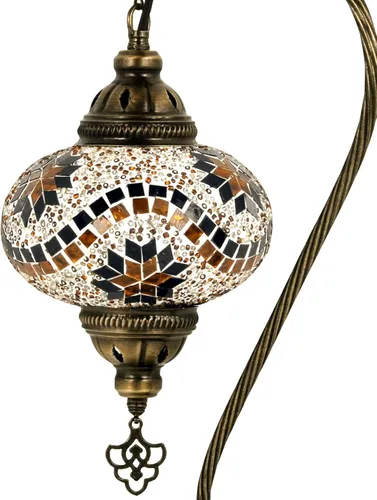 Vista 11 de 10 variantes de lámparas turcas de mesa de mosaico Lámpara turca marroquí con base de bronce Lámpara de noche Tiffany con cuello de cisne hecha