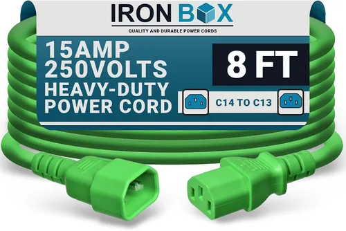 Vista 63 de IronBox Electric - Cable de Alimentación C14 a C13 de Servicio Pesado, 15A, 250V, Cable de Extensión para Computadora 14/3 AWG - Cables