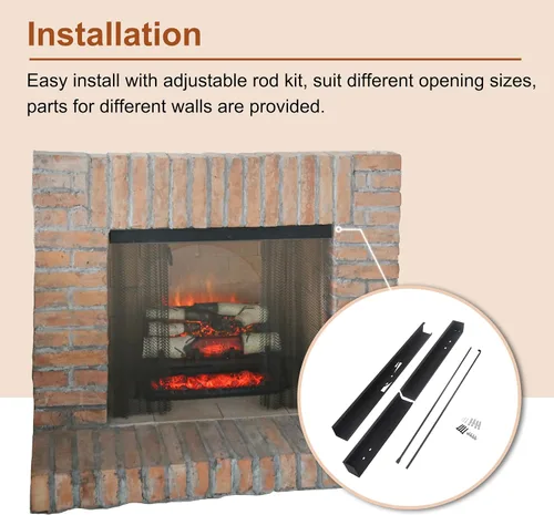 Vista 6 de LegendFlame SP62-19 - Cortina de malla para chimenea, 19 pulgadas de alto, dos paneles de 24 pulgadas de ancho, negro mate, SP62-19