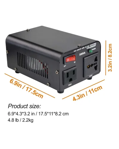 Vista 5 de 500W US al convertidor de voltaje de Japón 120V a 100V transformador reductor