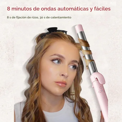 Vista 2 de Rizador automático giratorio para ondas de playa – TYMO Rizador de pelo para cabello largo, rizador de pelo de cerámica de barril extra largo