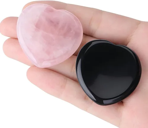 Vista 15 de YATOJUZI Juego de 4 piedras ovaladas para preocupación del pulgar, 7 chakras, amatista, cuarzo rosa, ojo de tigre, piedras naturales talladas a