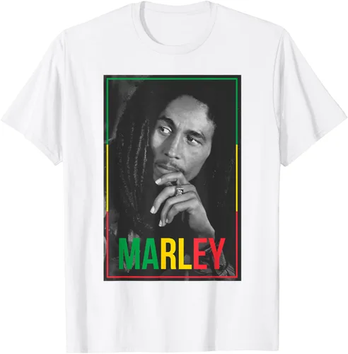 Vista 61 de Camiseta blanca oficial de Bob Marley Photo S Negro