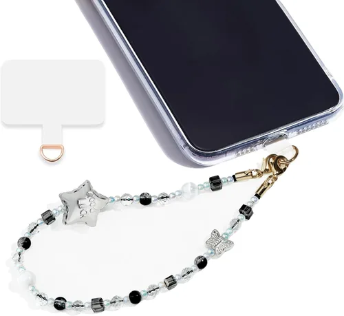 Vista 16 de Correa de muñeca con cuentas de mármol para mujer, diseño desmontable 304 Steel Core, detachable phone wristlet with tether tab, keeps your phone