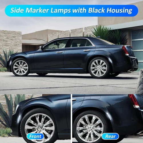 Vista 6 de Bestview 4 luces de posición laterales para Chrysler 300 2015-2021: luces LED blancas de parachoques delantero y trasero estilo X, lámparas