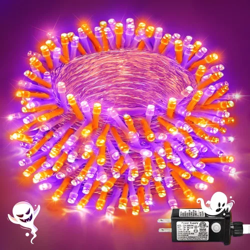 Vista 17 de Guirnalda de 120 luces LED rojas impermeables para exteriores, luces de Navidad rojas de 40 pies, 8 modos, cable transparente, guirnalda de luces
