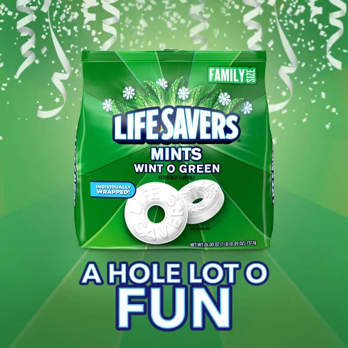Vista 4 de LIFE SAVERS Wint O - Caramelo duro de menta verde, bolsa de tamaño familiar de 26 onzas
