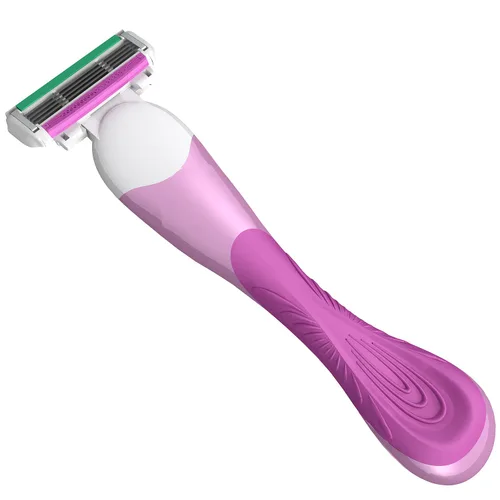 Vista 3 de ShaveMOB Kit de maquinilla de afeitar de 4 cuchillas para mujer (mango de cabeza flexible + 24 recambios) - The Purist Shaving Kit