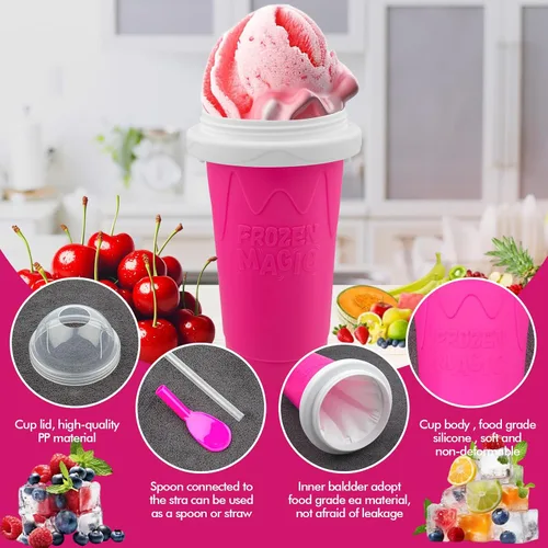 Vista 6 de 3 Vasos Hacedores de Granizados DIY – Vasos Mágicos de Smoothies Congelados Rápidos para Batidos de Leche Caseros y Hacedor de Helado, Vaso