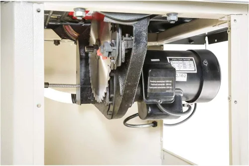 Vista 3 de Shop Fox W1837 Sierra de mesa híbrida con soporte abierto, 10", 2 hp
