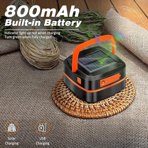 Vista 2 de DIBMS - Paquete de 2 linternas solares plegables para campamento, mini luces colgantes plegables USB recargables a prueba de agua para camping