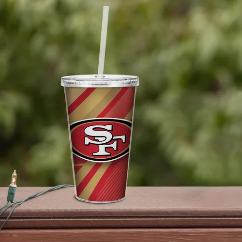 Vista 3 de Vaso transparente de fútbol NFL de 16 onzas con popote para fanáticos de la NFL