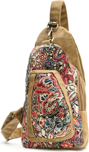 Vista 9 de Bolso bandolera de viaje bohemio para mujer, bolso cruzado pequeño y ligero Gris/M