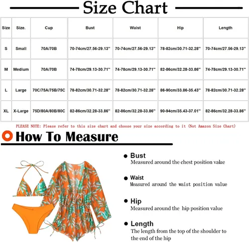 Vista 3 de bmkBWO Bikini Sets for Women with Romper Tropical Printed Cardigans Drawstring Bathing Suits Triangle bikini Thong