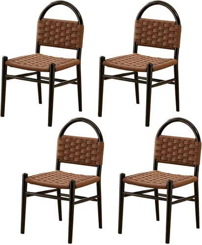 Vista 16 de Rattan Dining Room Chairs Wooden, Woven Kitchen Chairs, Dining Room Chair with Wood Legs, Vanity Chair,Armless Side Chair for Home Bar Restaurant