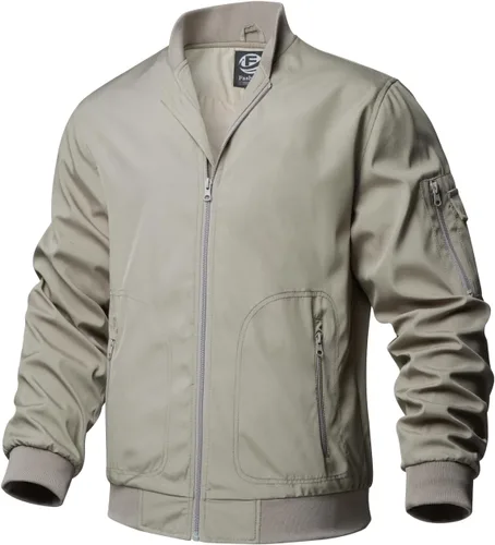 Vista 8 de TLZC Chaqueta bomber de moda para hombre, chaqueta cortavientos ligera para golf, abrigo resistente al viento