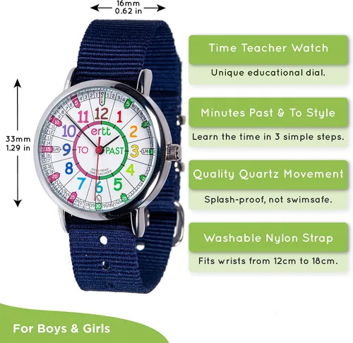 Vista 2 de EasyRead Time Teacher - Reloj analógico de enseñanza para niños, aprende a decir la hora, reloj de profesor de 3 pasos, esfera fácil de leer