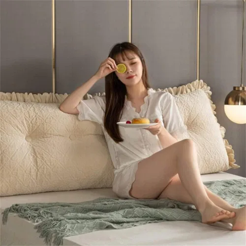 Vista 2 de Almohada triangular suave para cama de lectura, sofá cama, respaldo de apoyo, soporte de posicionamiento de cuña, almohada extraíble para cama Beige