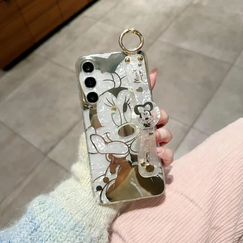 Vista 6 de para Galaxy A05s Funda con Correa para Muñeca y Soporte de Patada, Cubierta Ultra Delgada con Patrón de Animales IMD, Protección a Prueba de Golpes