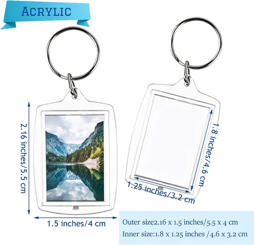 Vista 2 de 30 llaveros de acrílico para marcos de fotos, transparentes con anillo dividido, llavero transparente, regalo para amigos de la familia