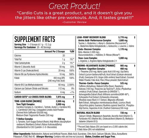 Vista 3 de Cardio Cuts Nutrition 4.0 - Cherry Slush - 8.6 onzas