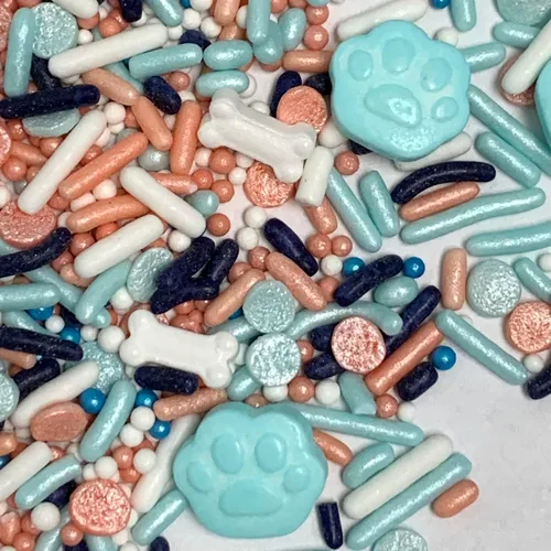 Vista 4 de COOL MOM SPRINKLES Blue Dog Paw Sprinkles (4 onzas) – Gránulos de cumpleaños con temática Bluey para decorar pasteles, cupcakes, galletas y postres