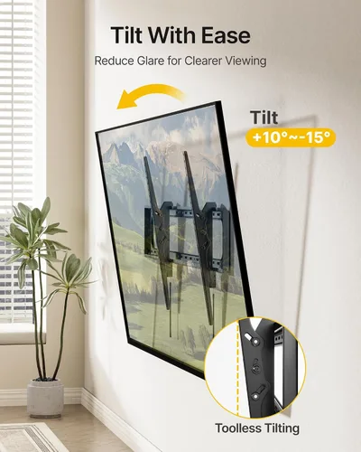 Vista 5 de monTEK Soporte de pared para TV con inclinación de alta resistencia para televisores grandes de 60–120” hasta 136 kg, probado 4 veces por seguridad